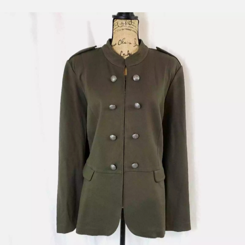 LANE BRYANT  Peplum Military Jacket Olive Green 24
